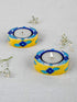 Blue Pottery T-Light Holder Set Of 2 Pcs.